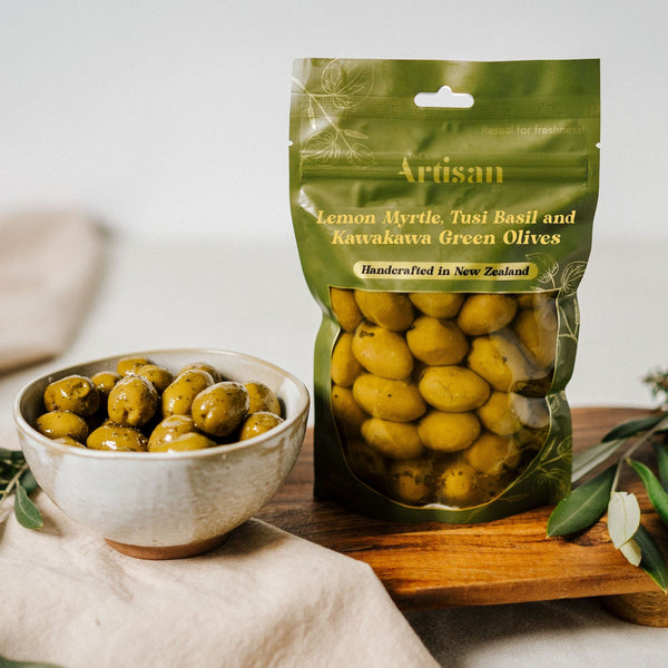 Kiwi Artisan Lemon Myrtle & Kawakawa Infused Olives